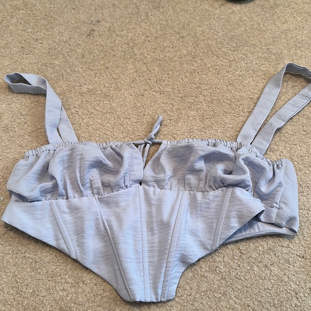 Cropped Blue Corset Top